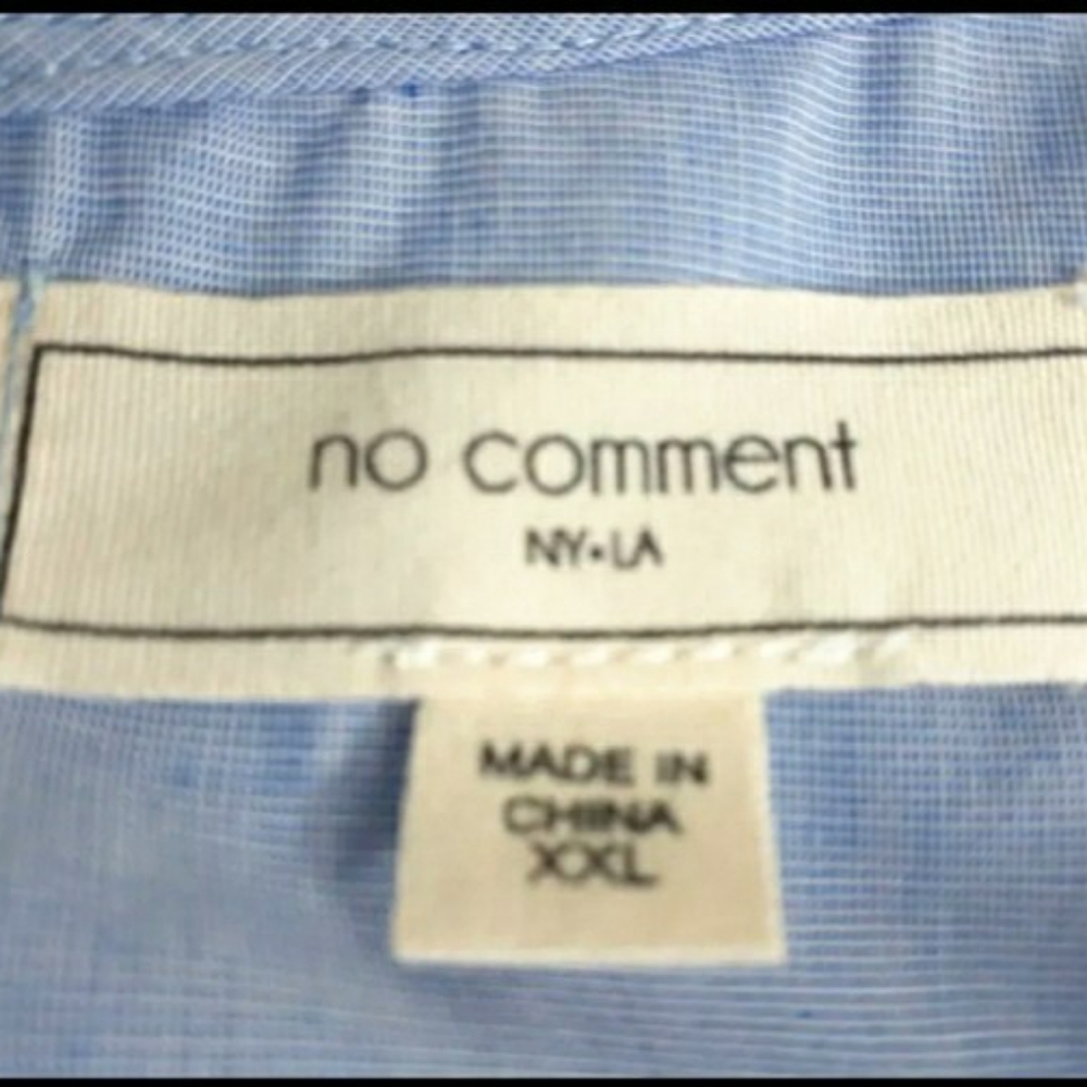 Womens sz XXL blue white pinstripe no comment could shoulder top - Picture 3 of 7
